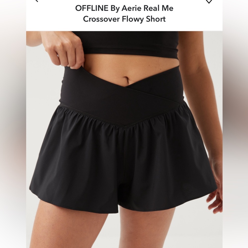 Aerie Black Crossover Flowy Athletic Shorts